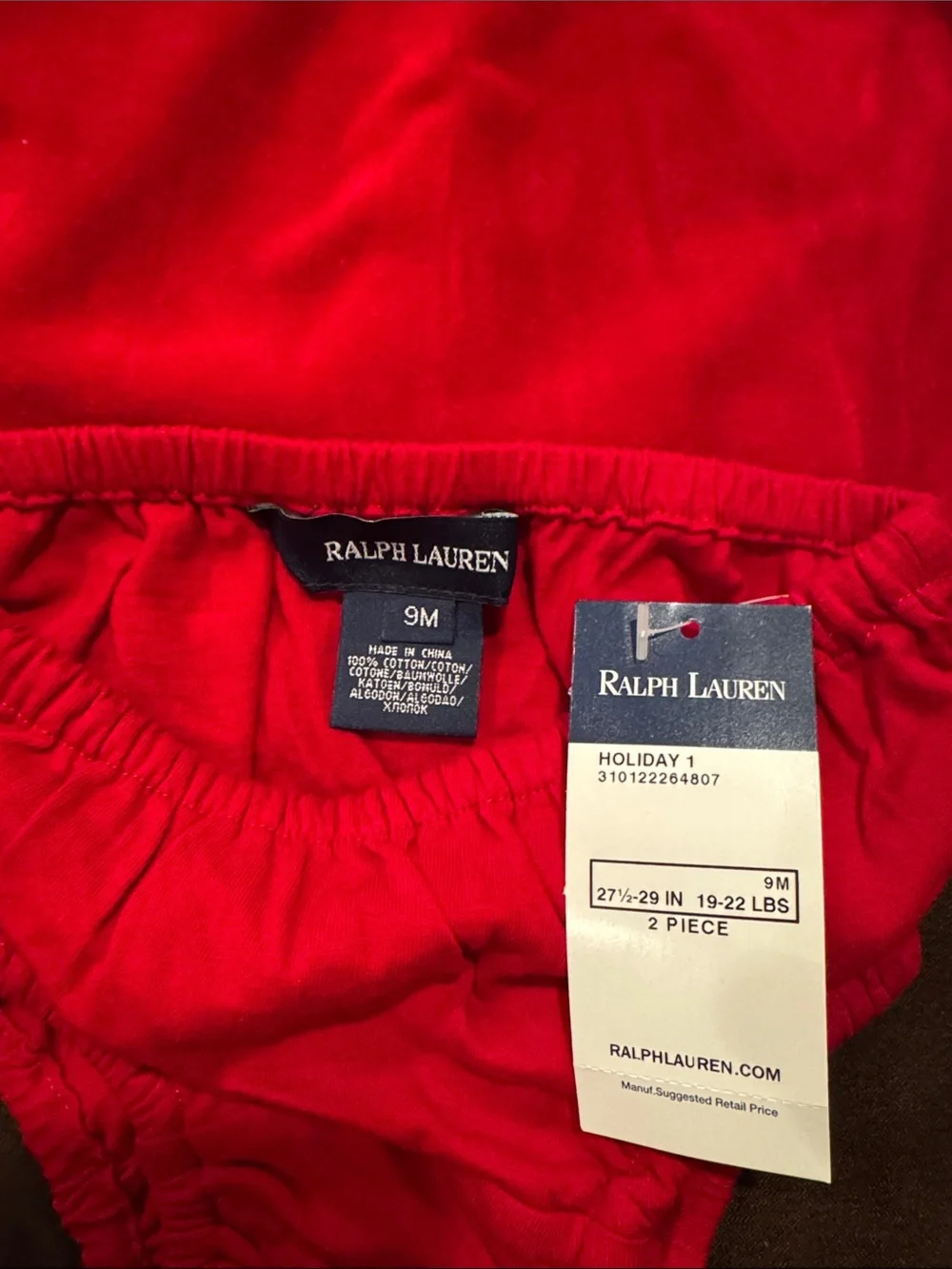 Ralph Lauren Red Velour Dress with Matching Bloomer